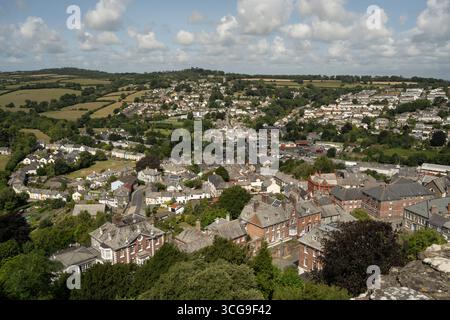 Launceston: view over town from castle. Launceston,  Cornwall, UK Stock Photo