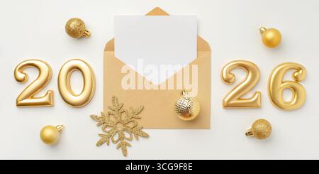 Happy New Year 2025. Golden 3D numbers on a white background Stock Photo