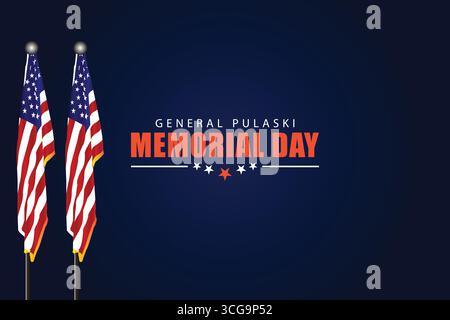 General Pulaski Memorial Day Commemorating a Legacy of Courage on October 11 Stock Vector