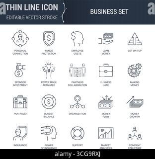 Business Number One Icons Set - Intelligent Thin Line Image Pack. Ideal for Web Design. Quality Outline Vector Concept Collection. Premium Mono Linear Stock Vector