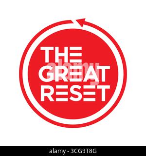 the great reset red circle arrow vector logo Stock Vector