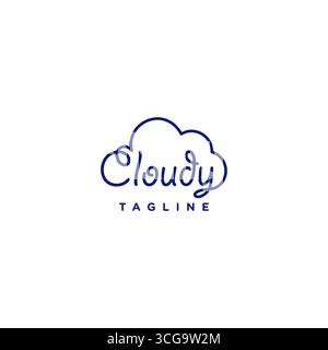 Playful Word Cloud Logo Design. Fun Cloudy Writing Line Logo Design. Stock Vector