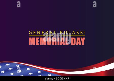General Pulaski Memorial Day Commemorating a Legacy of Courage on October 11 Stock Vector