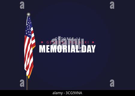 General Pulaski Memorial Day Commemorating a Legacy of Courage on October 11 Stock Vector