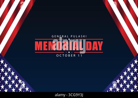 General Pulaski Memorial Day Commemorating a Legacy of Courage on October 11 Stock Vector