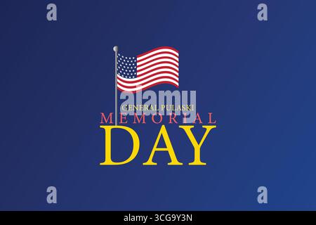 General Pulaski Memorial Day Commemorating a Legacy of Courage on October 11 Stock Vector