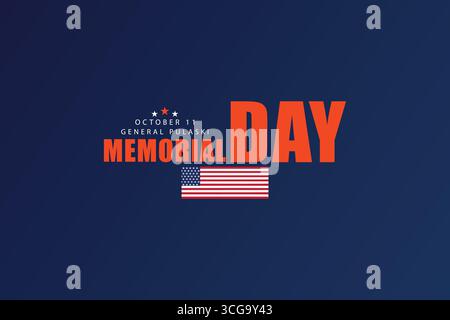General Pulaski Memorial Day Commemorating a Legacy of Courage on October 11 Stock Vector