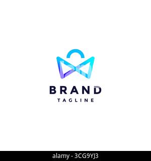 Blue Infinity Shopping Bag Line Logo Design. One Infinity Line Shaped Shopping Bag Logo Design. Stock Vector