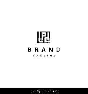 Simple Square Initial Letter LPD Logo Design. Initial Letter LPD in Perfect Square Box Shape Logo Design. Stock Vector