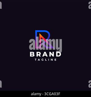 Colorful Letter Initial AR Line Logo Design. Colorful Letter A and R Initial Line Logo Design. Stock Vector