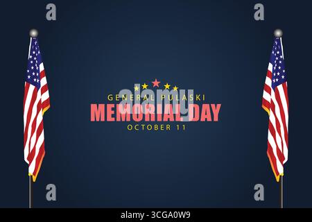 General Pulaski Memorial Day Commemorating a Legacy of Courage on October 11 Stock Vector