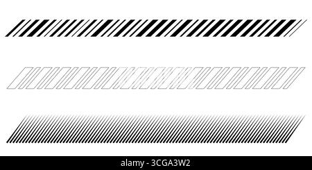 Minimal geometric abstract border diagonal slash line strip pattern grid dashed tape divider isolated design element for modern creative decoration Stock Vector