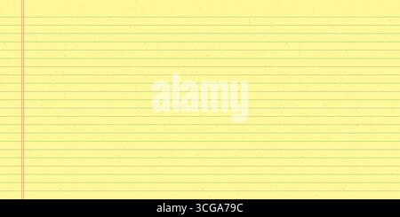 Yellow notebook paper with blue lines and red vertical margins. Striped design blank Stock Vector