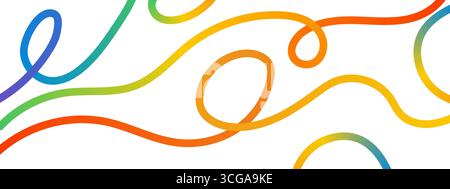 Playful rainbow gradient background. Abstract doodle shapes with playful curved strokes. Squiggle gradient shapes Stock Vector