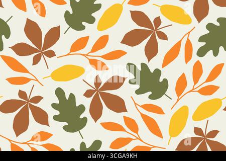 seamless autumn pattern with leaves, great for fall-themed apparel, home decor items, wallpapers, packaging- vector illustration Stock Vector