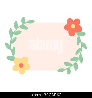 Minimalist floral background with pastel leaves and flowers simple decorative template for greeting card invitation or banner Stock Vector