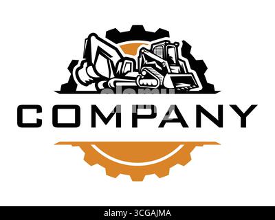 Detailed excavator icon vector illustration in flat minimalist style, perfect for construction logo, building industry, heavy machinery symbol, equipm Stock Vector