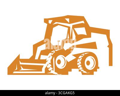 Detailed excavator icon vector illustration in flat minimalist style, perfect for construction logo, building industry, heavy machinery symbol, equipm Stock Vector