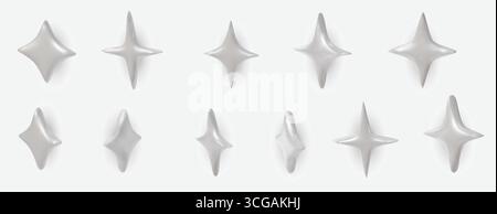 Shiny white sparkle icons set, perfect for holiday, celebration, and luxury design projects. Stock Vector