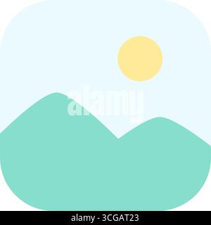 Colorful Image Placeholder Icon with Mountain Landscape. Gallery Photo Template UI Element. Stock Vector