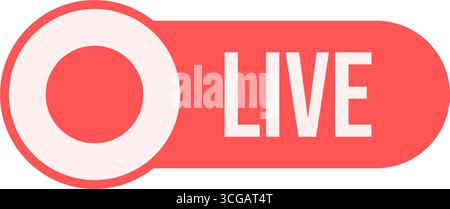 Live Streaming Button with Recording Dot. Red Broadcast Icon for Social Media. Stock Vector