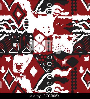 Ikat seamless pattern, geometric design, motif ethnic handmade, Ikat ethnic tribal, boho colors seamless wallpaper. Ethnic Ikat abstract background Stock Vector