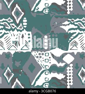 Ikat seamless pattern, geometric design, motif ethnic handmade, Ikat ethnic tribal, boho colors seamless wallpaper. Ethnic Ikat abstract background Stock Vector