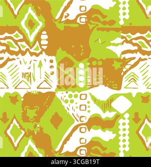 Ikat seamless pattern, geometric design, motif ethnic handmade, Ikat ethnic tribal, boho colors seamless wallpaper. Ethnic Ikat abstract background Stock Vector