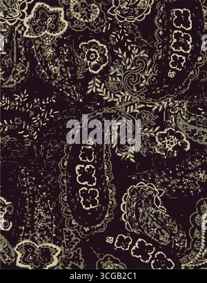 boho paisley Floral Ikat pattern embroidery border. Ethnic ikat floral Ethnic Indian Pattern Ikat pattern Ethnic Pattern Border floral Aztec embroider Stock Vector