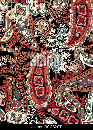 boho paisley Floral Ikat pattern embroidery border. Ethnic ikat floral Ethnic Indian Pattern Ikat pattern Ethnic Pattern Border floral Aztec embroider Stock Vector