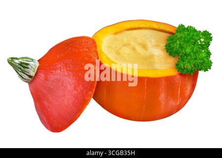 Pumpkin soup isolated on white background Stock Photo