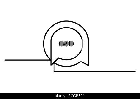 Speech Continuous Single line art Bubble Speech vector white background and minimalist style isolate outline vector icon Stock Vector