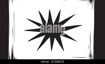 Vector illustration of bold black starburst with sharp edges placed on white background,  Stock Vector