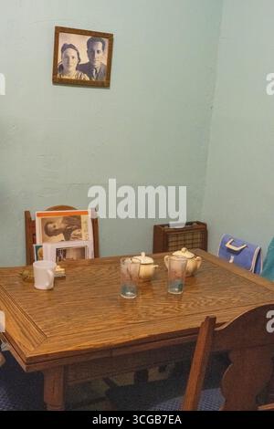 dining or eating area in the Tenement Musuem apartment Stock Photo