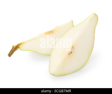Pieces of ripe pear isolated on white Stock Photo