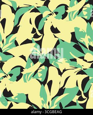 Exotic hand drawn flowers, seamless patterns with floral for fabric, textiles, clothing, wrapping paper, cover, banner, home decor, abstract backgroun Stock Vector