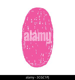 Vivid abstract pink oval with hand drawn texture on isolated white background vector illustration Stock Vector