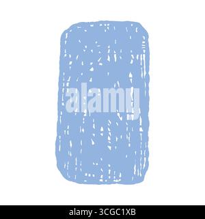 Minimal blue abstract rectangle with hand drawn texture on isolated white background vector illustration Stock Vector