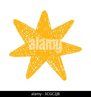 Bright abstract scribble star with rough texture on isolated white background vector illustration Stock Vector