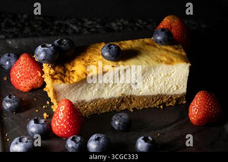 Summer dessert cottage cheese cheesecake with berries, New York cheesecake Stock Photo