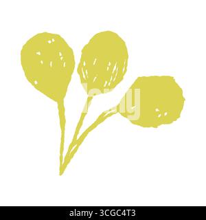 Simple child drawing of three yellow balloons on an isolated white background vector illustration Stock Vector