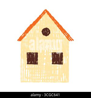 Isolated kids painting of a house with orange roof and brown windows vector illustration Stock Vector