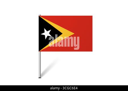 East Timor flag - map pin flag representing a country cultural identity and heritage. The essence of national pride and unity. Map pin flag stuck in a white background Stock Vector