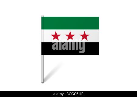 Syria flag - map pin flag representing a country cultural identity and heritage. The essence of national pride and unity. Map pin flag stuck in a white background Stock Vector