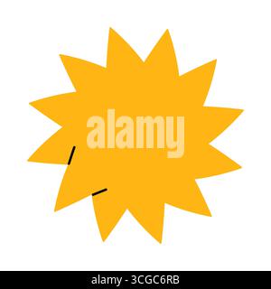 Bright yellow starburst shape with minimal lines on isolated white background vector illustration Stock Vector