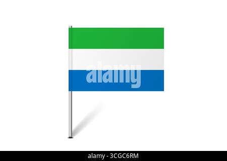 Sierra Leone flag - map pin flag representing a country cultural identity and heritage. The essence of national pride and unity. Map pin flag stuck in a white background Stock Vector