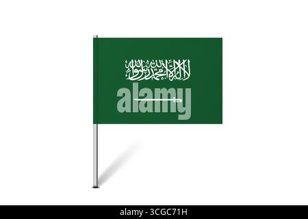 Saudi Arabia flag - map pin flag representing a country cultural identity and heritage. The essence of national pride and unity. Map pin flag stuck in a white background Stock Vector