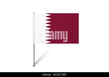 Qatar flag - map pin flag representing a country cultural identity and heritage. The essence of national pride and unity. Map pin flag stuck in a white background Stock Vector