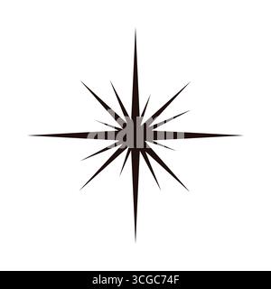 Bold black starburst shape with sharp points on a clean isolated white background vector illustration Stock Vector