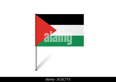 Palestine flag - map pin flag representing a country cultural identity and heritage. The essence of national pride and unity. Map pin flag stuck in a white background Stock Vector